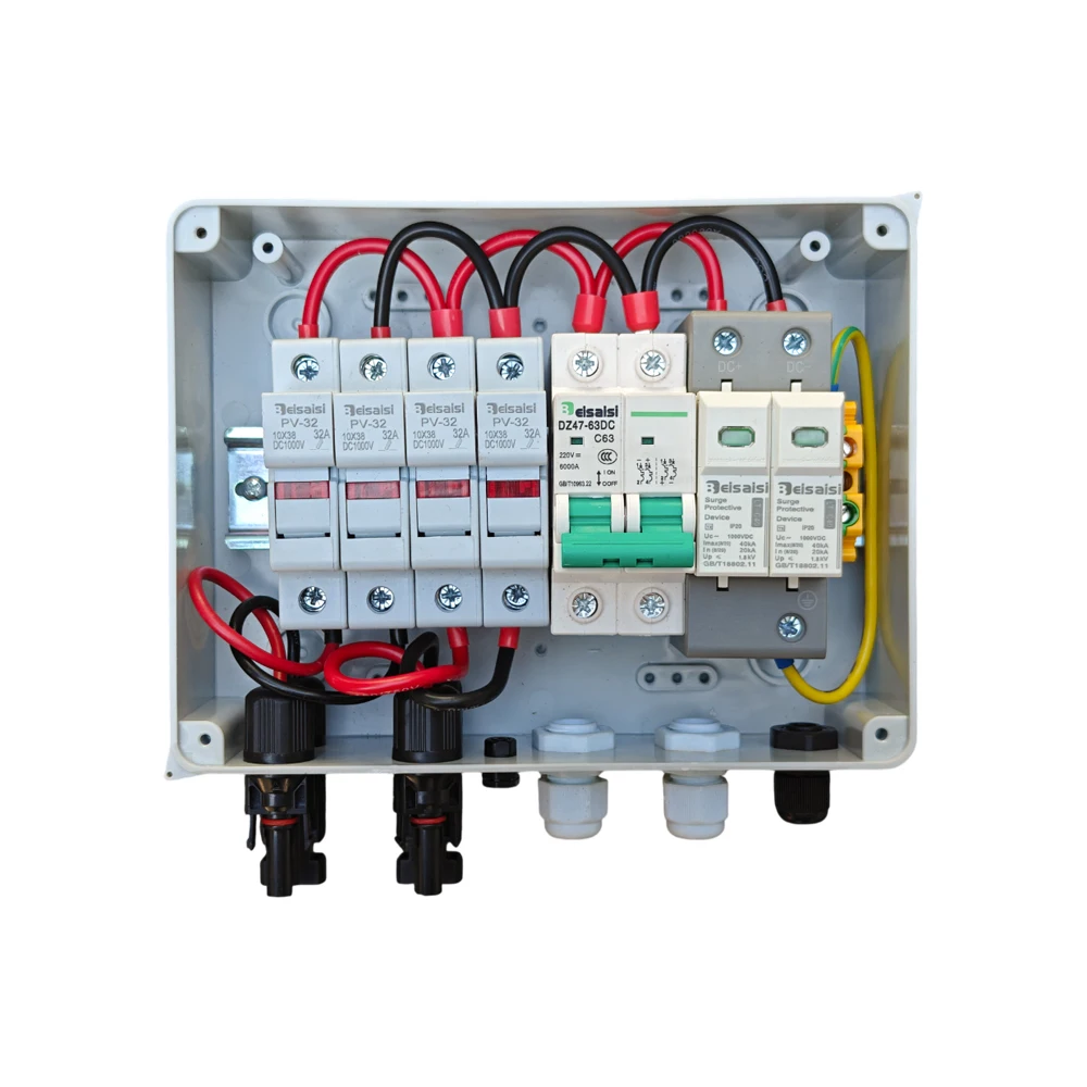 2 Input 1 Out Solar Photovoltaic PV Combiner Box With Lightning Protection DC Fuse MCB SPD IP65 Waterproof Distribution Boxes