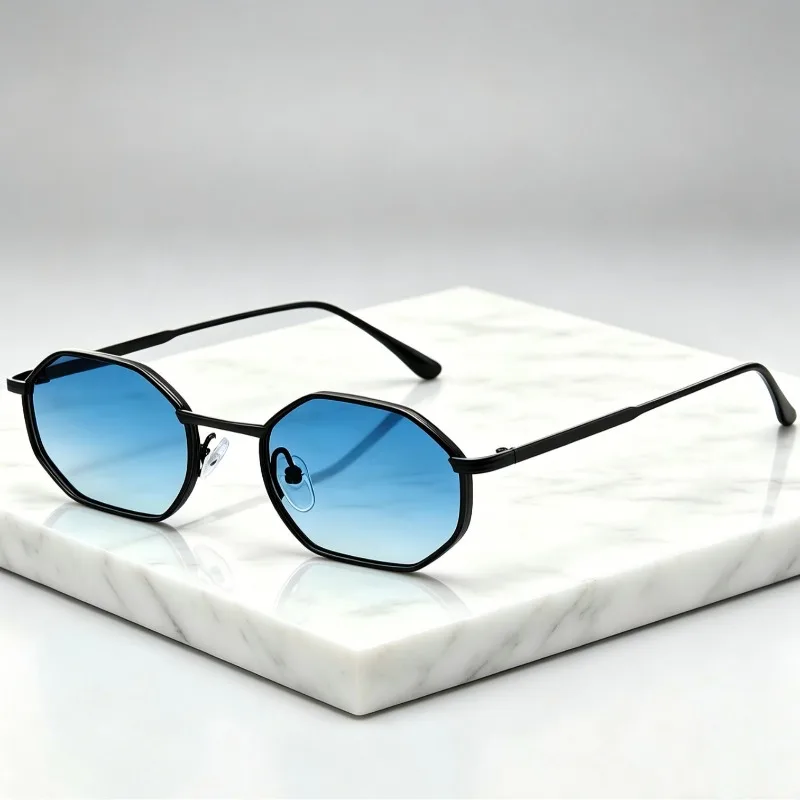 

Unique Small-Frame Polygonal Sunglasses Retro Brand Designer Metal Frame Sun Glasses Ladies Stylish Eyewear Shades UV400