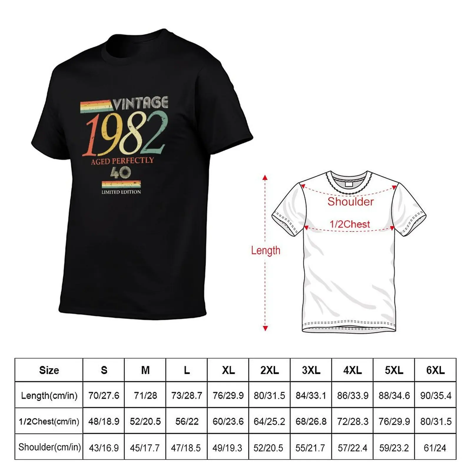 Vintage 1982, 40th Birthday Aged Perfectly Gift T-Shirt cotton t shirt man graphic t shirts for man T-Shirt