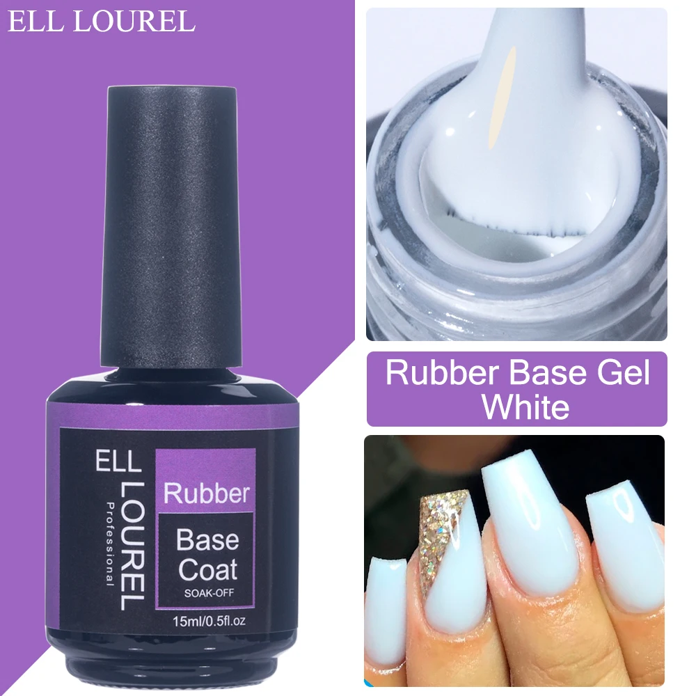 ELL LOUREL White Rubber Base Gel Nail Polish 15ML Popular Color Base Gel Varnish Soak Off Construction UV Gellak Manicure Salon