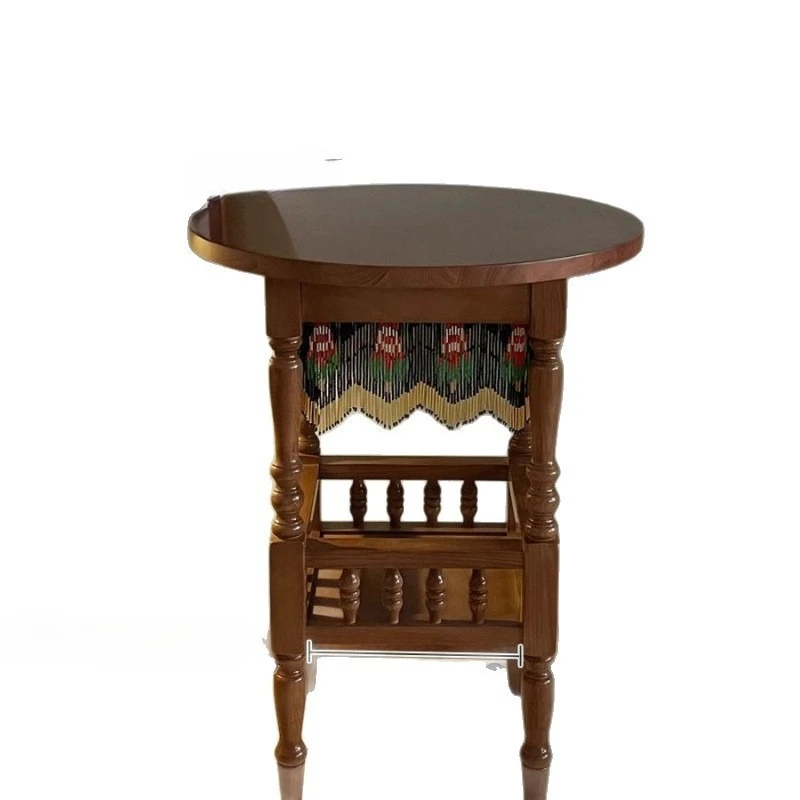 Solid wood edge few high-end artistic sofa side cabinet household living room small coffee table creative bedside table