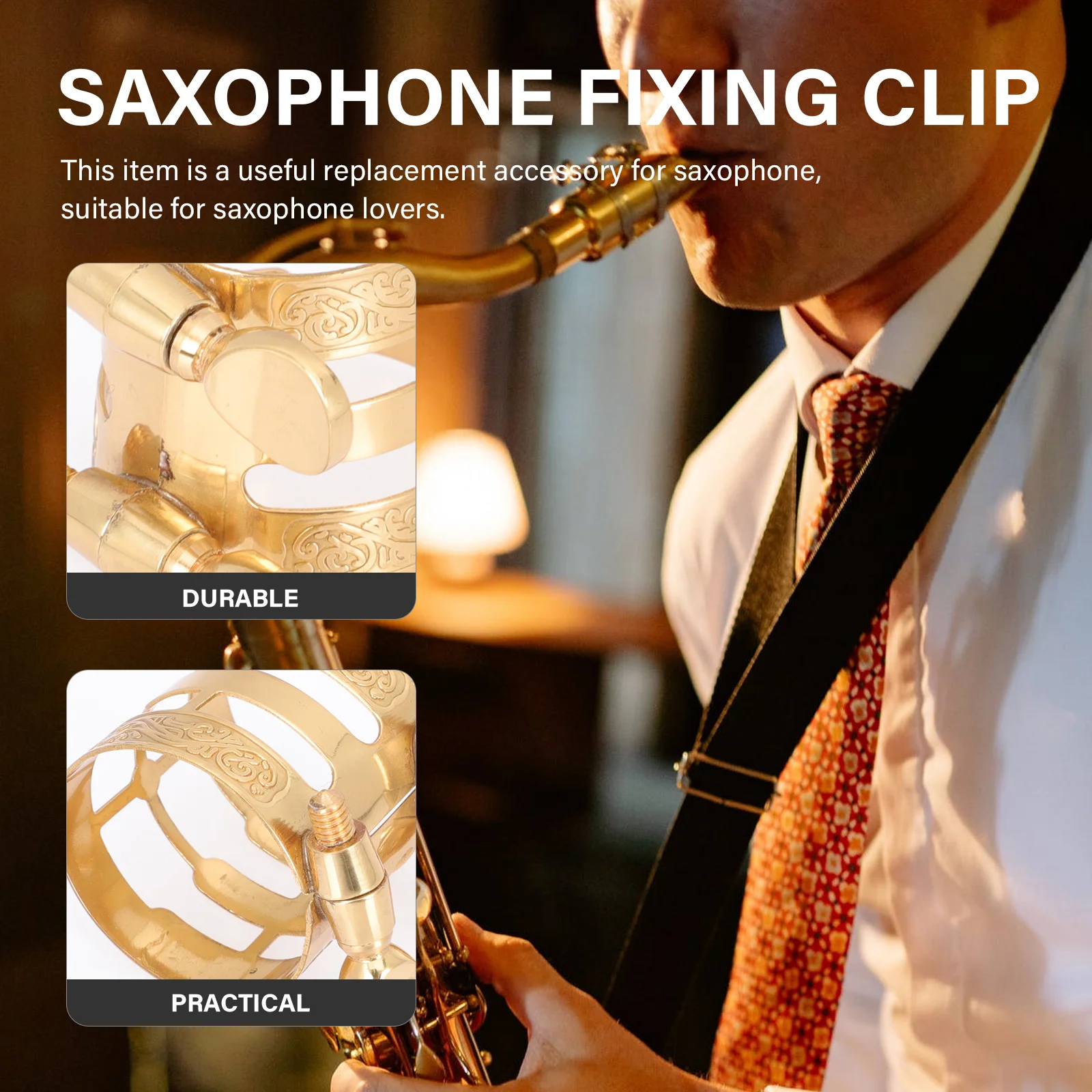 

Saxophone Ligature Clip Metal Adjustable For Alto Tenor Sax Reed Fixing Clip Lightweight Wind Instrument Parts Sax