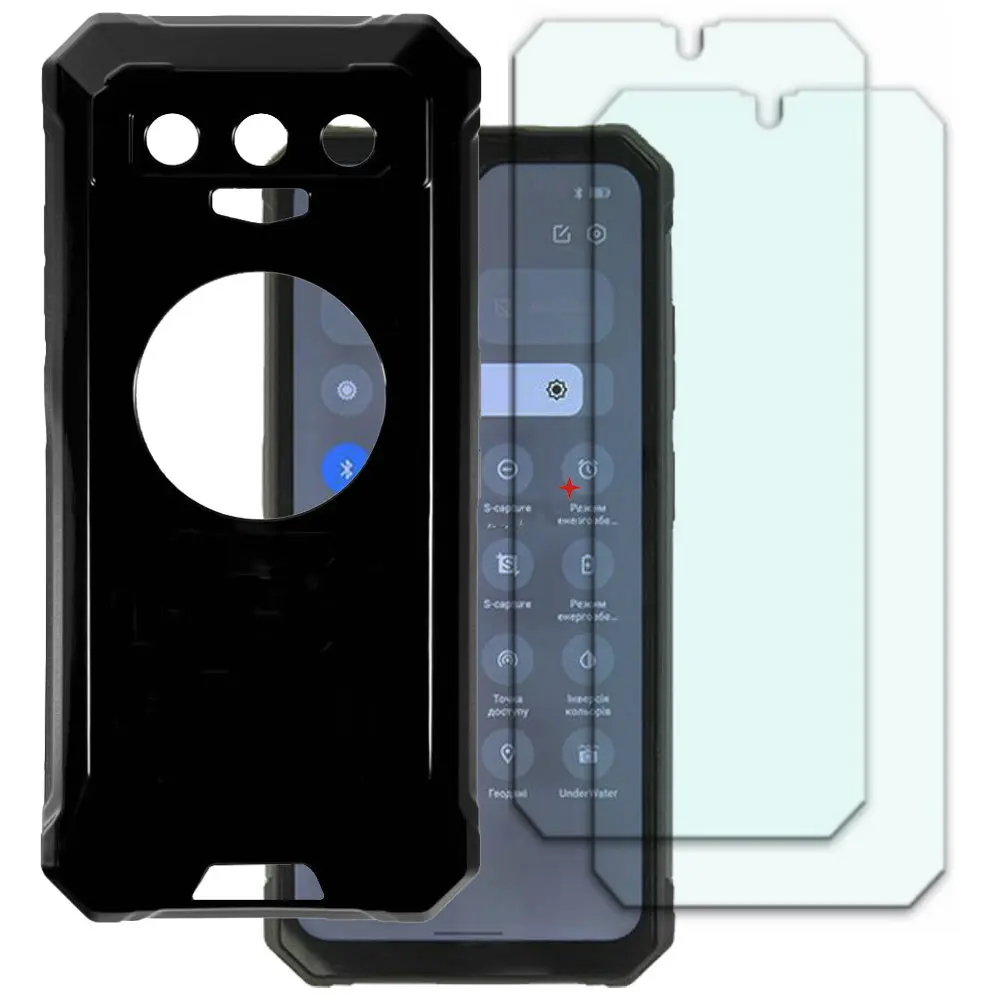 3 in 1 Case Protective Glass Cover on For Fossibot F102 Tempered Glass Screen ProtectorFor Fossibot F102 Phone Film