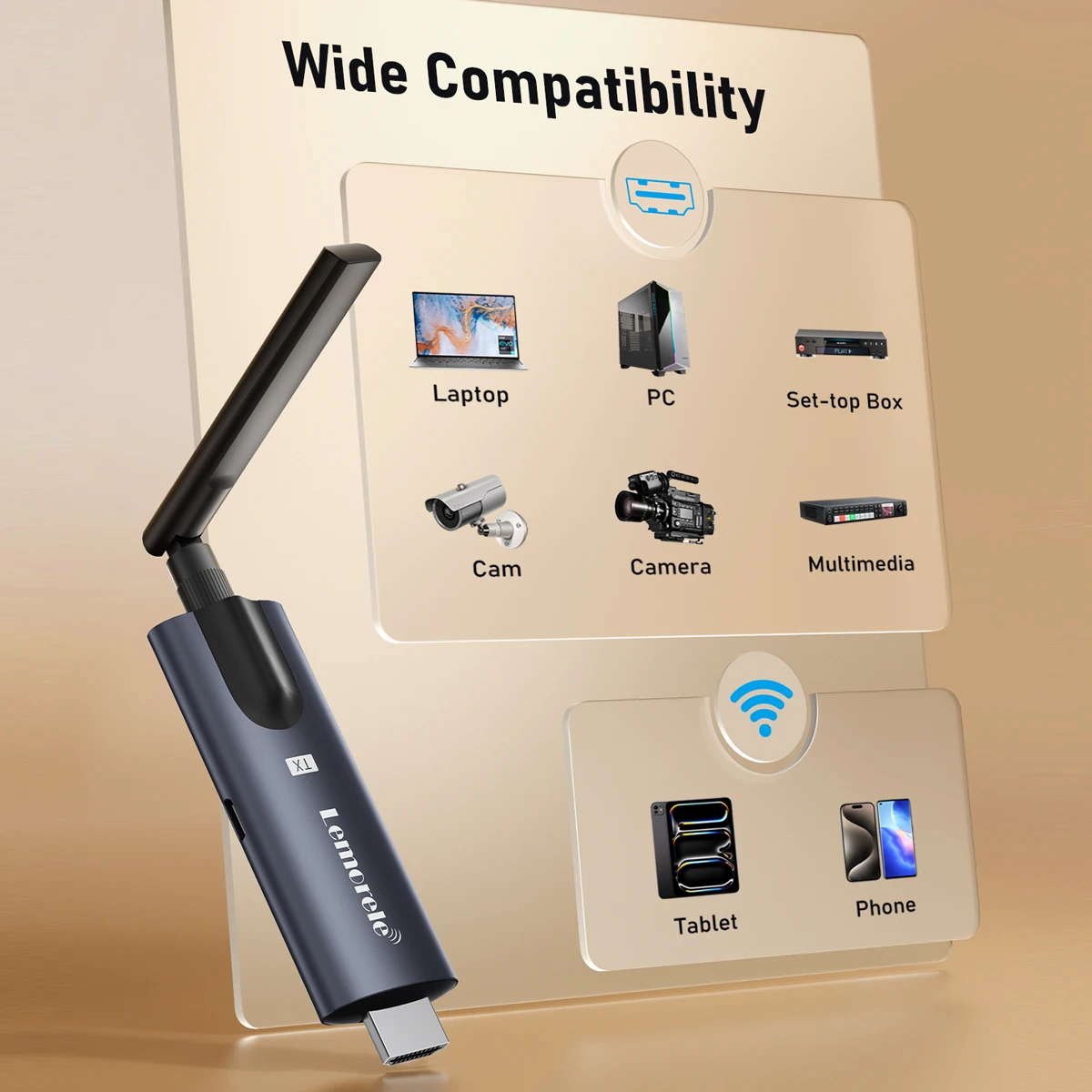 Bezprzewodowy nadajnik HDMI Lemorele ＆ Odbiornik Monitorowanie aplikacji Opóźnienie poniżej 50 ms Nadajnik Plug & Play Laptop TV Projektor — zdjęcie produktu 6