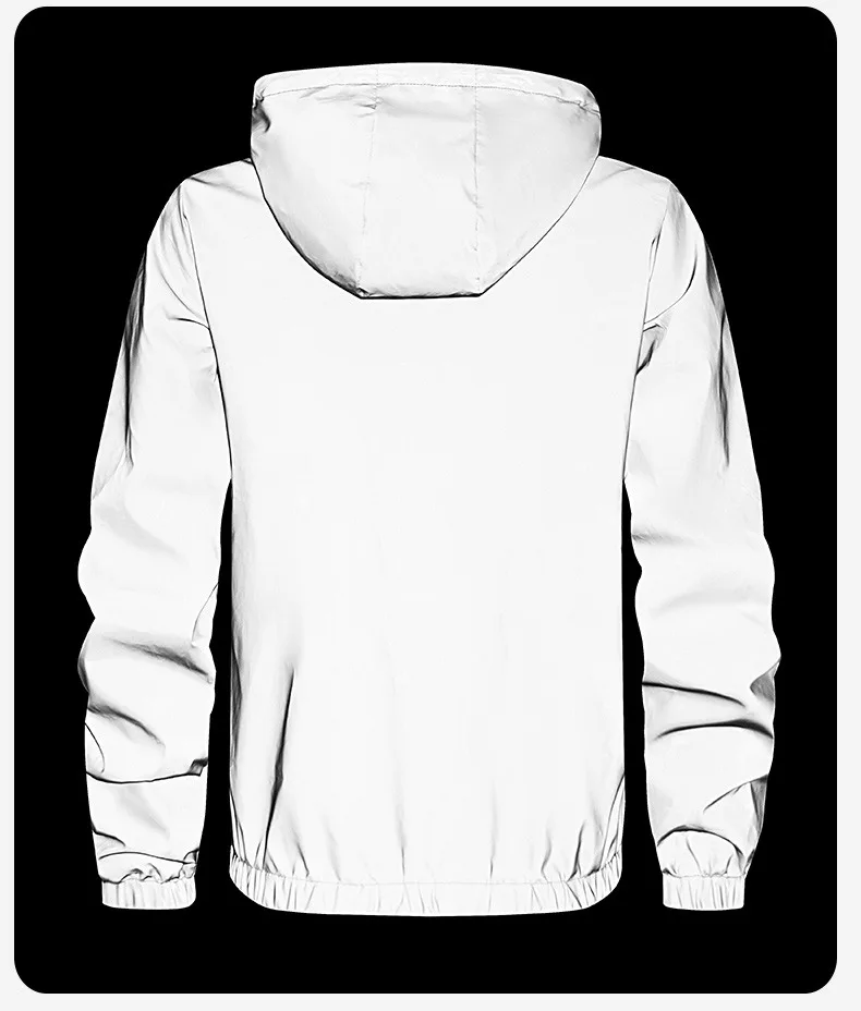 Night Reflective Jackets Men Double Fabric Waterproof Windbreaker Hooded Jacket Man Hip Hop Cycling Sports Zipper Coats Outwear