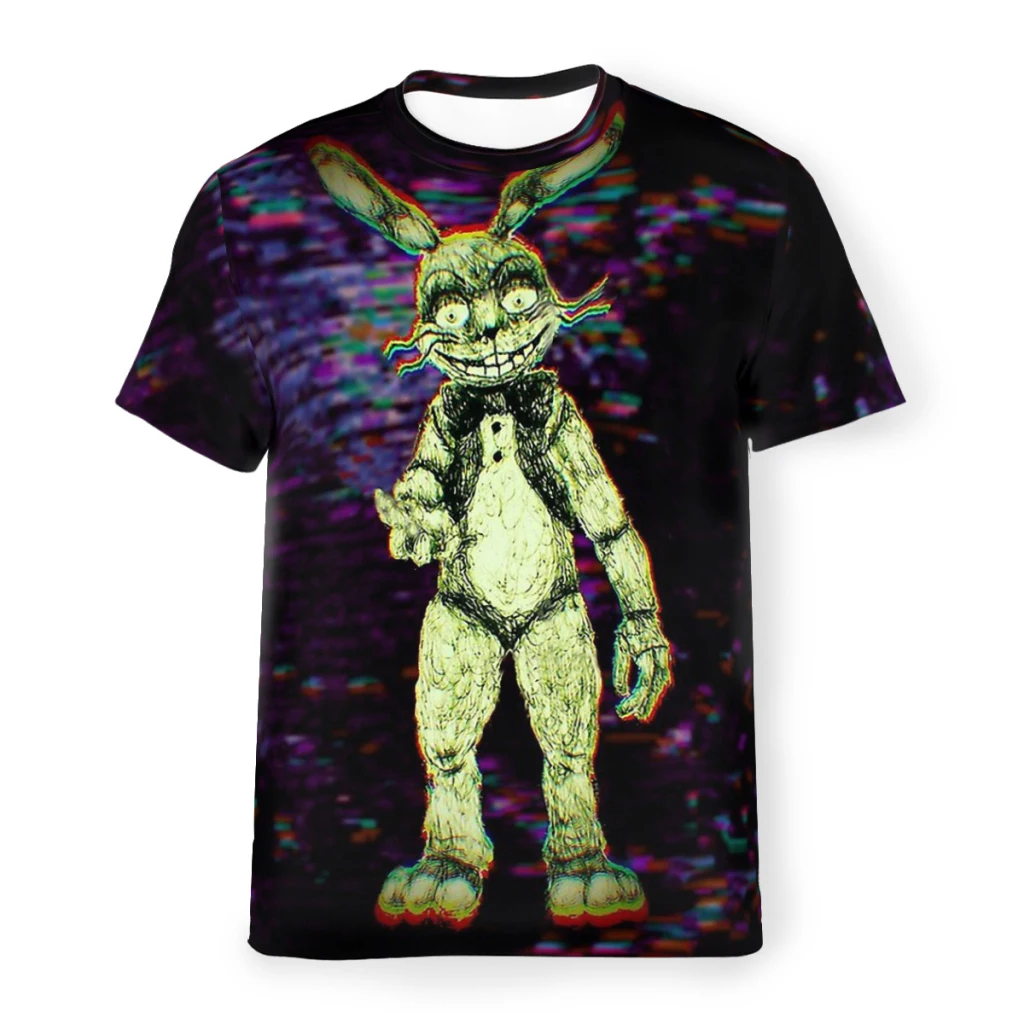 Polyester TShirt for Men FNAF Horror Game GlitchBoi Humor Casual Thin T Shirt High Quality Trendy