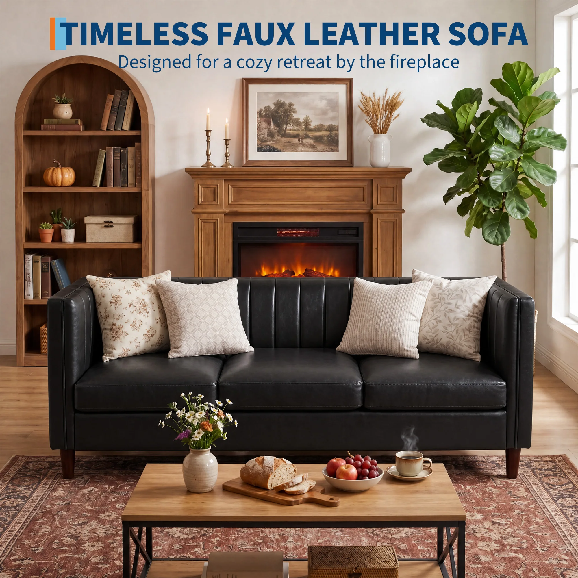 PU Leather 3-Seater Sofa 8