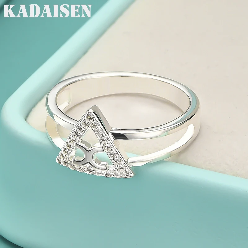 925 Sterling Silver Triangle 7-10# Ring For Women Wedding Party Gift Fashion Charm Jewelry