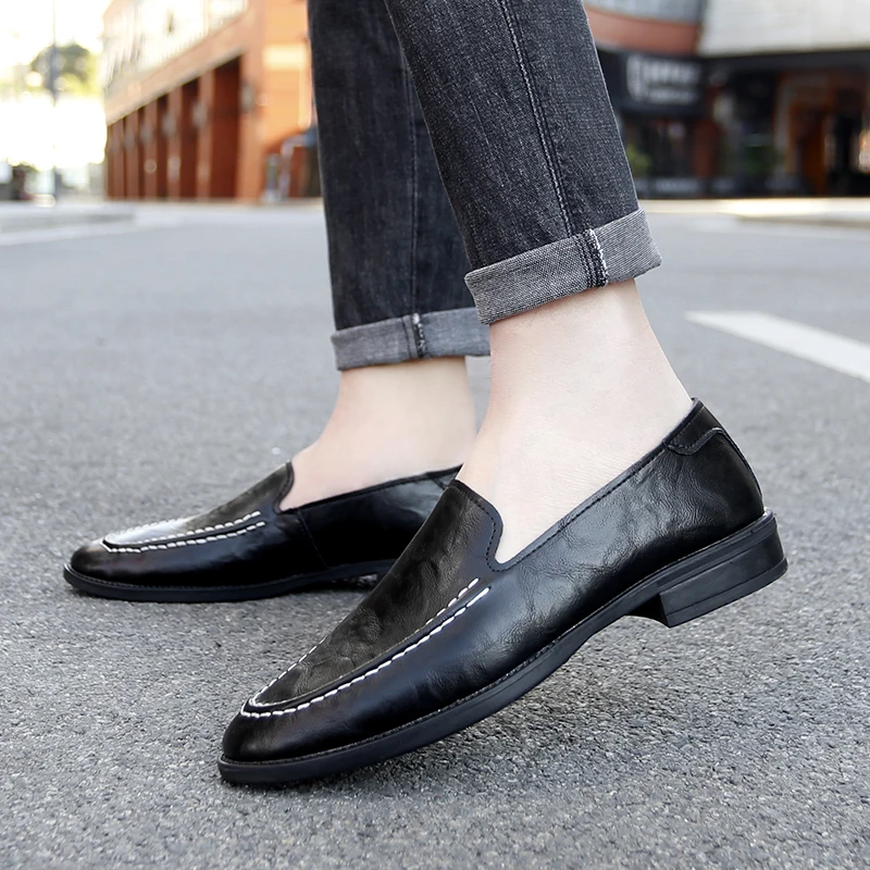 38-48 Summer Men Business Dress Shoes Two-layer Cowhide Breathable and Comfortable Soft Sole Versatile Fashion Brand Lefu Shoes