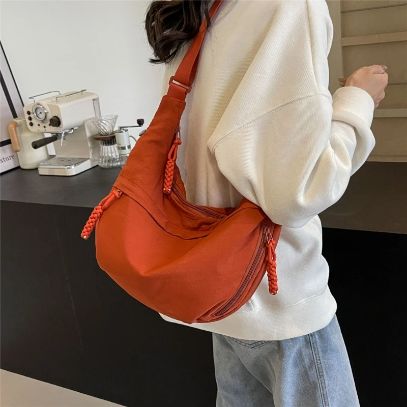 Solid Color Nylon Bag for Student Girl Large Capacity Bag