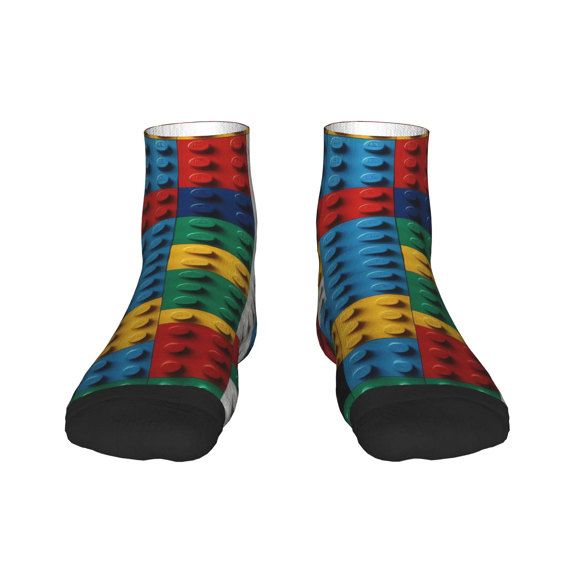 Ankle Socks For Men Colorful Building Blocks Print Casual Socks Graphic Non Slip Comfortable Spring Gothic Outdoor Sports Sock