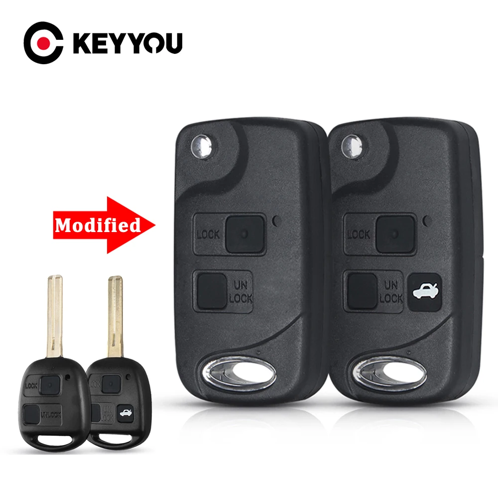 

KEYYOU 2/3 Buttons Modified Remote Car Key Shell Case for Lexus RX300 LS400 LS430 ES330 SC430 IS300 LX470 RX330 RX350 GS300