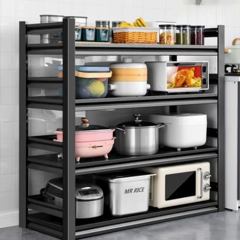 Multi-layer carbon steel modern waterproof adjustable floor-to-ceiling multi-functional microwave oven seasoning rack oven