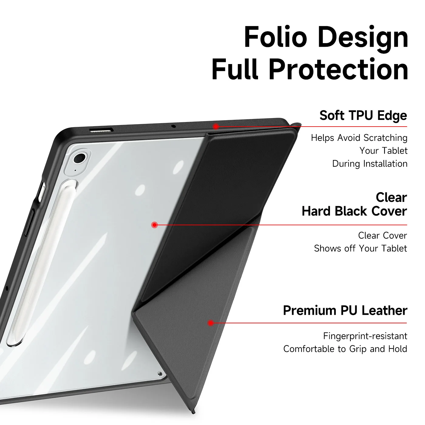 حافظة شفافة DUX DUCIS لهاتف Samsung Tab S10 FE Plus/S9 Ultra/S6 Lite، غطاء قابل للفصل مع مشبك، حامل أقلام S، إيقاظ تلقائي/نوم