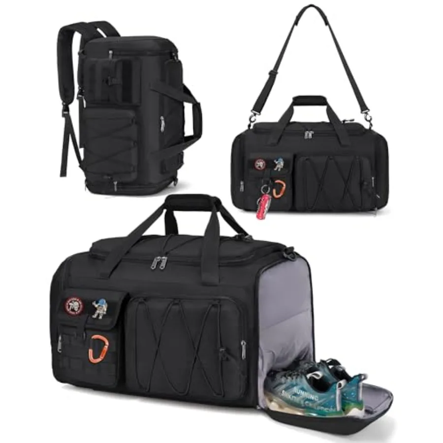 

Gym Bag for Men 45L Sports Duffel Bags 3-in-1 Travel Duffel Bag with Shoe Compartment Gym Workout Backpack Carry On Weekender B