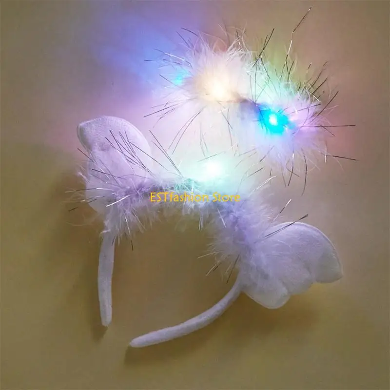 Y5GC LED Angel Hoofdband Headpiece voor Fancy Cosplay New Years Party Xmas Halloween Supply Child Kids Gift