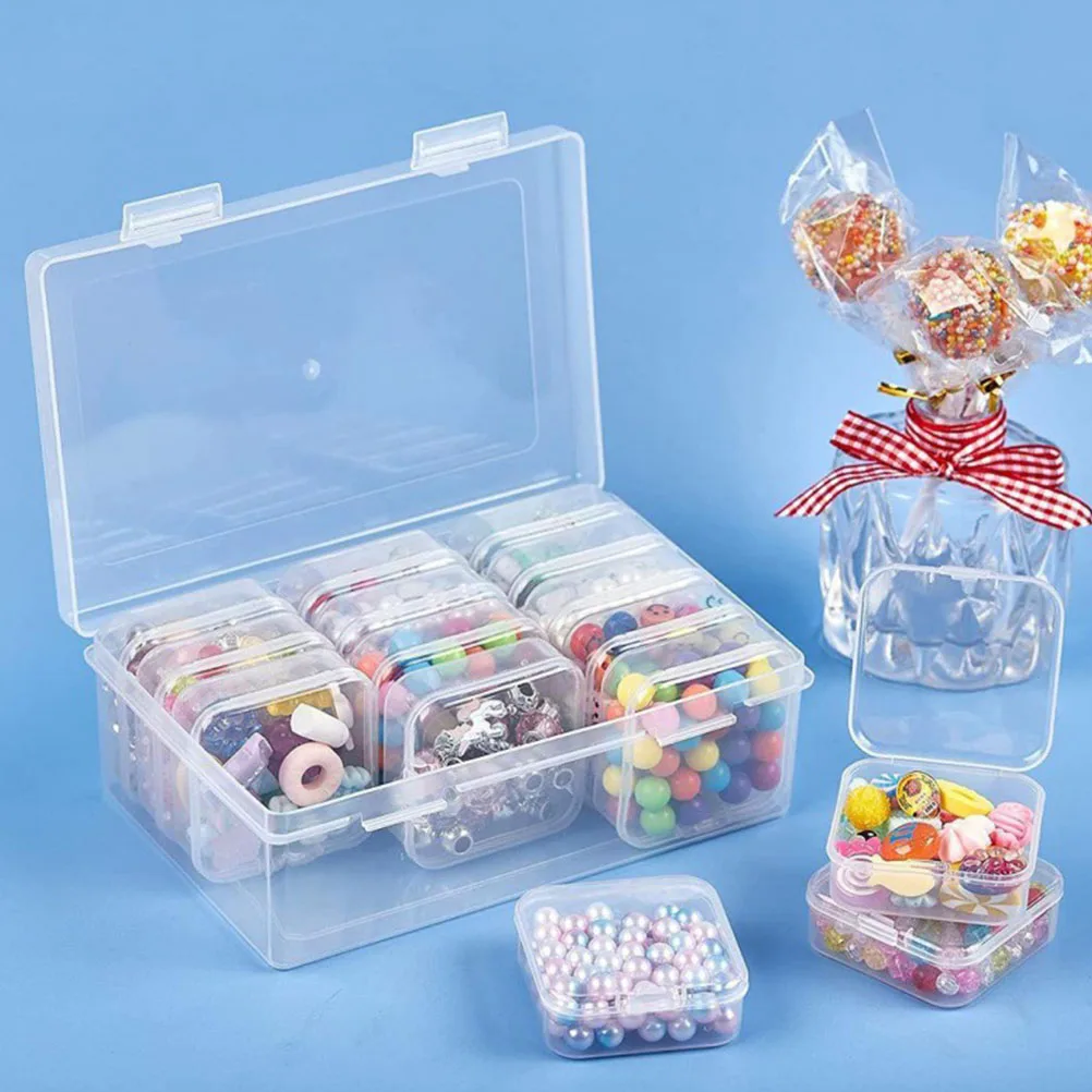 

1 Set Of Portable Bead Storage Box Transparent Plastic Organizer For Jewelry Earrings Necklaces