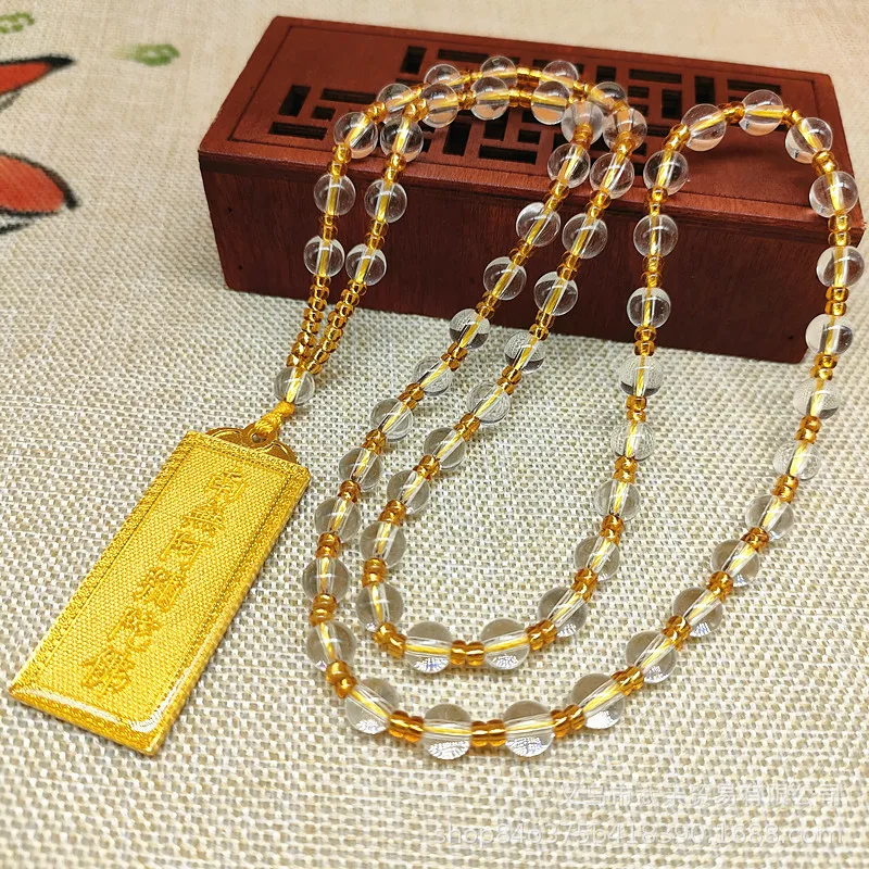 alloy drip oil color-preserving Amitabha Buddha pendant temple bond gift giving gold-plated Nanwu Amitabha Buddha long Necklaces