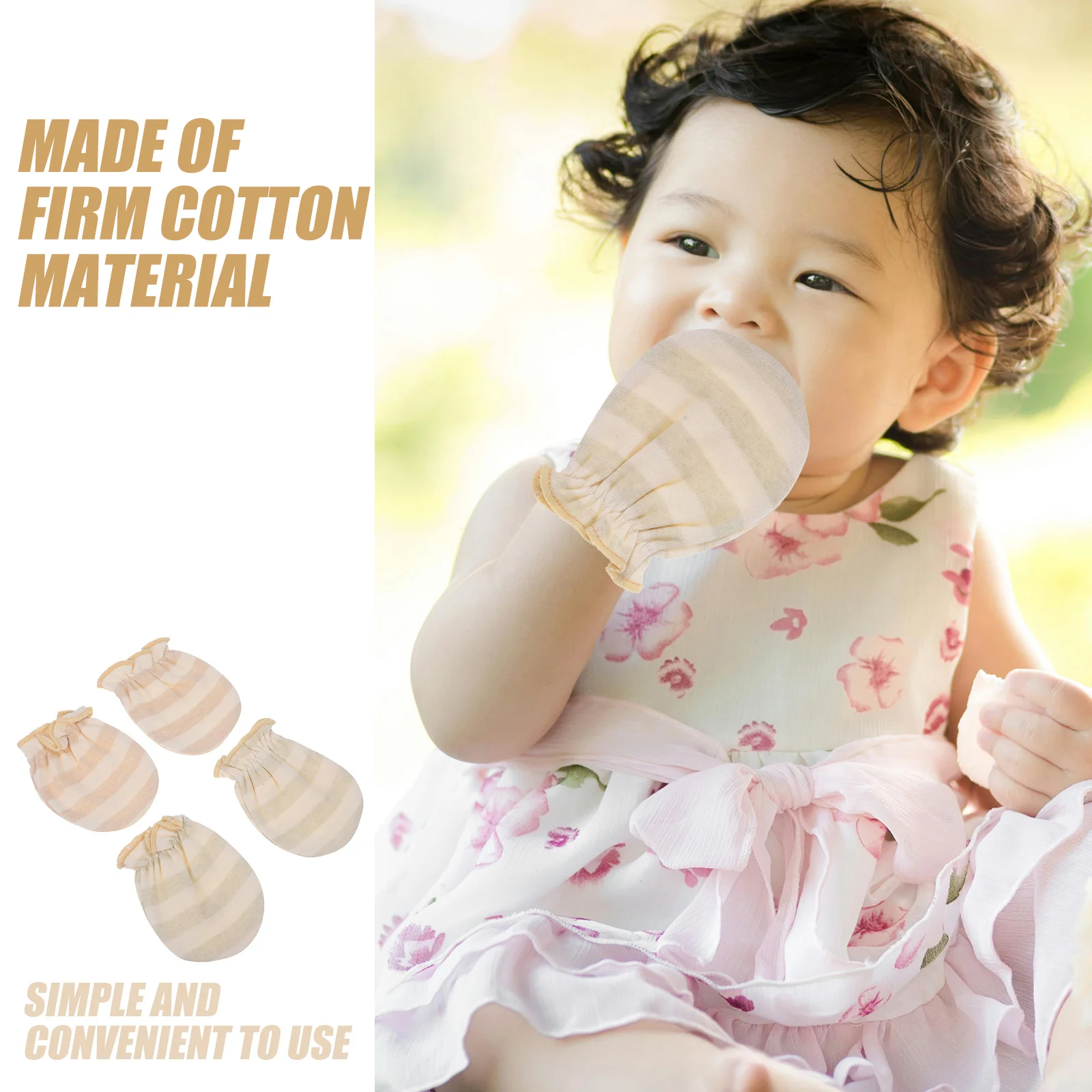 

2Pairs Newborn No-Scratch Baby Mittens Cotton Soft Infant Breathable Anti-Chew Scratch Gloves Baby Mittens Newborn