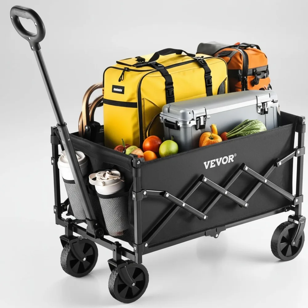 

Collapsible Folding Wagon Cart with 225lbs Capacity, Lightweight Portable Utility Cart for Shopping Camping Sports Garden