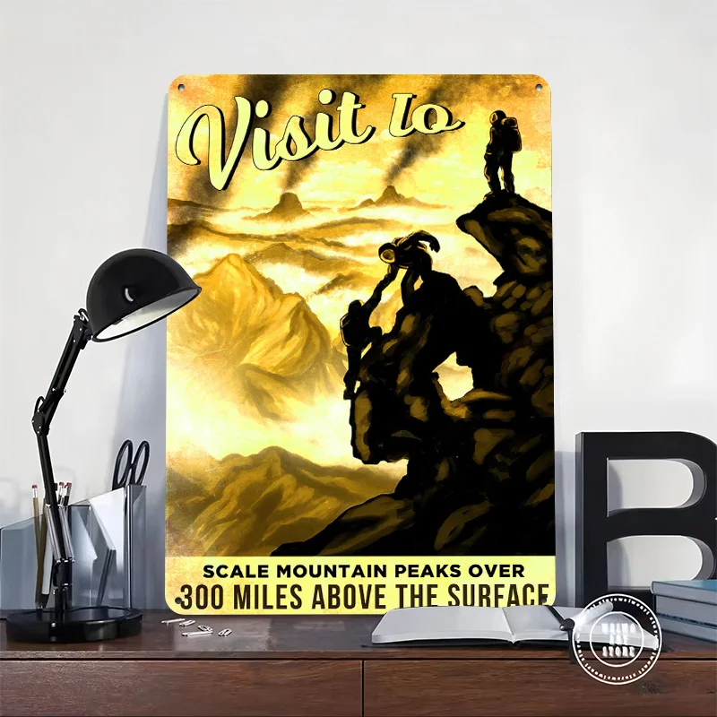 Visit Io Space Travel 3D Texture Metal Poster Customized Wall Art Tin Sign Gift for Mancave Gaming Room Decoration Cozy House