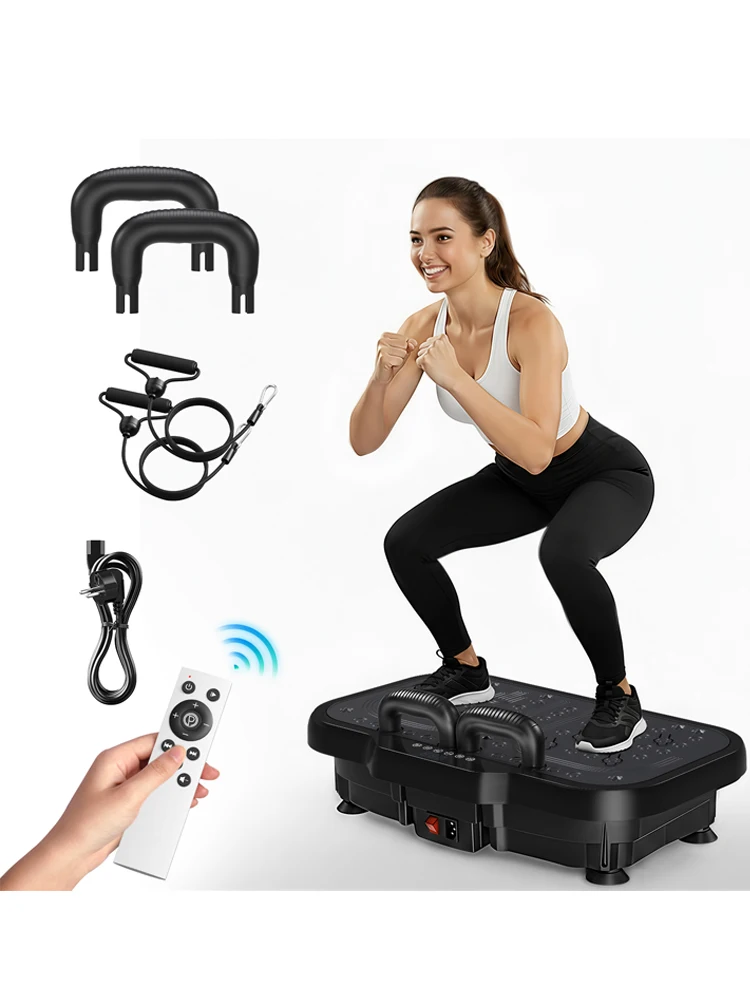 Vibrationsplatte Trainingsgerät Elektrische Vibrationsplattform 180 Einstellbare Geschwindigkeiten Kraftformende Vibrationsplatte, Stepper für Heimfitness Ganzkörpertraining Fettverbrennung Max. 150kg
