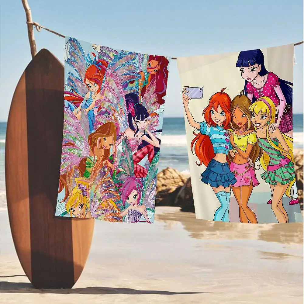 Girl-W-Winx Catoon Clubs Big Microfiber Beach Towels Quick Dry Towel Sand Beach Towels Pool Towel for Travel Swim Pool Yoga