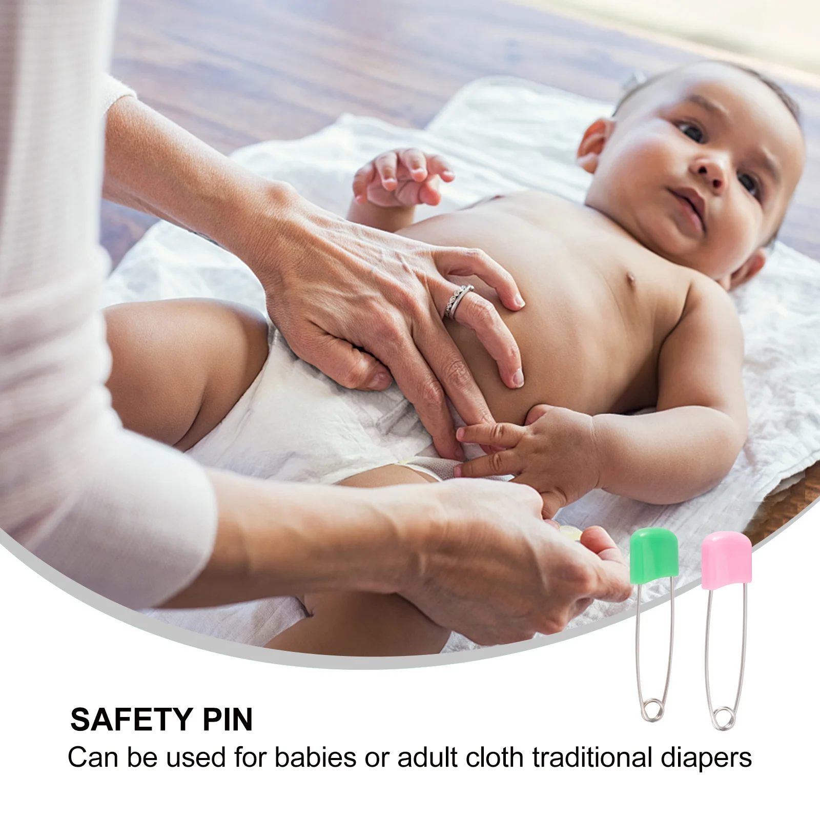 

12Pcs Clothes Diaper Safety Pins Rustproof Stainless Steel Assorted Color Plastic Locking Closure Easy Open Traditional