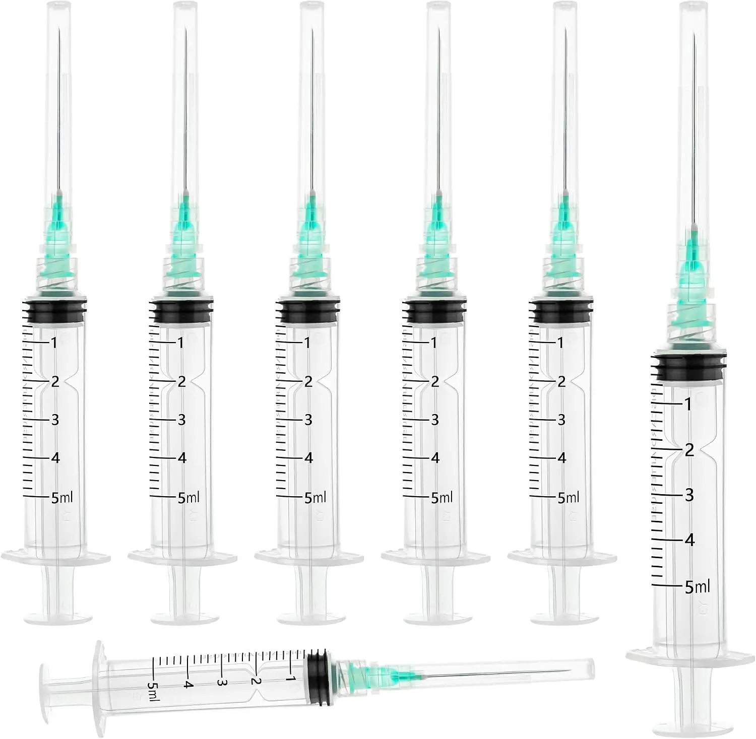5ml Luer Lock Plastic Syringe with Needle and Clear Scale, Industrial Dispensing, Laboratory Liquid Measurement, Pet Medication