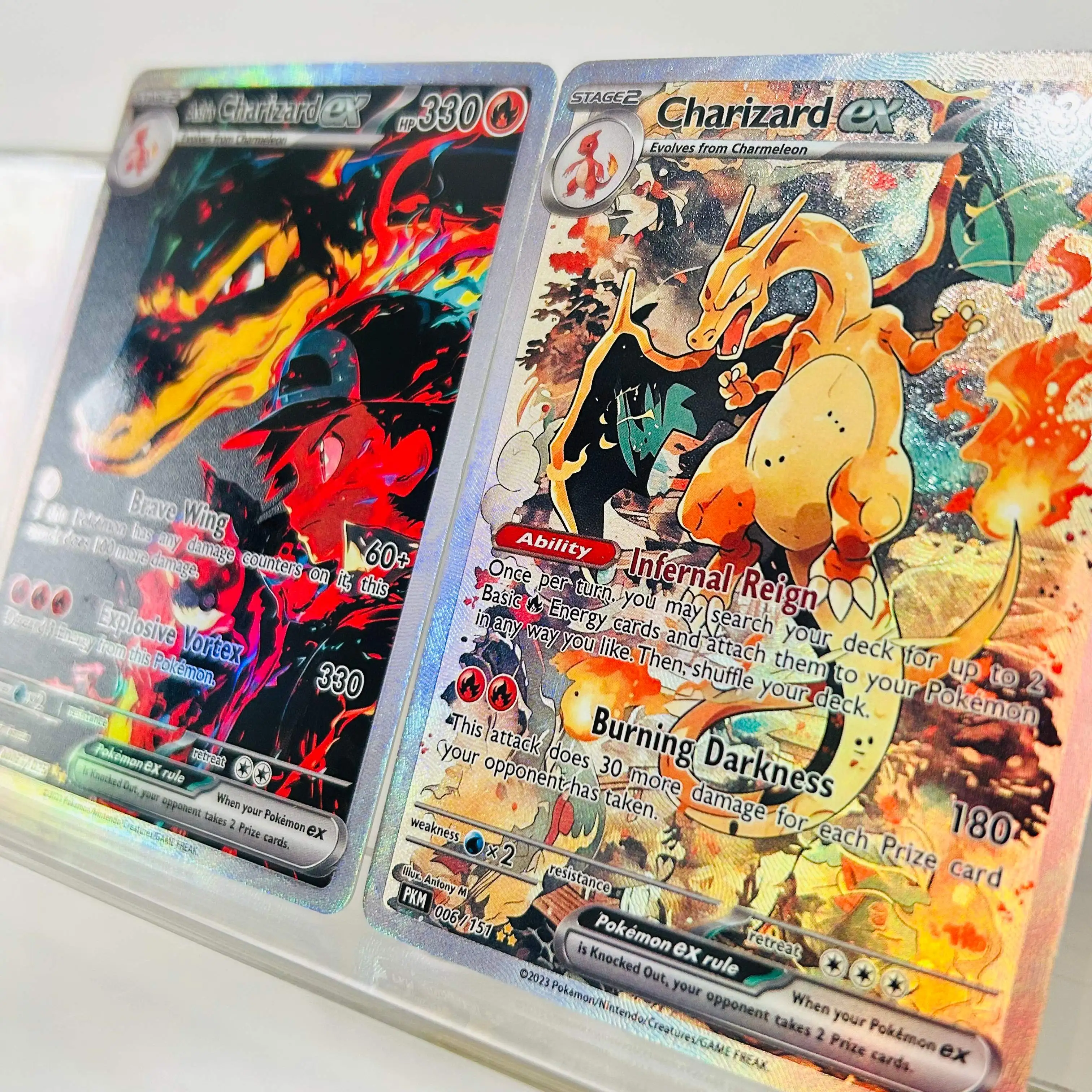 Ash's Charizard ex 0006/1025 Englische DIY Holografische Folien-Texturkarte, Perfekter Zustand Premium Anime Sammelkarte – Detail 4