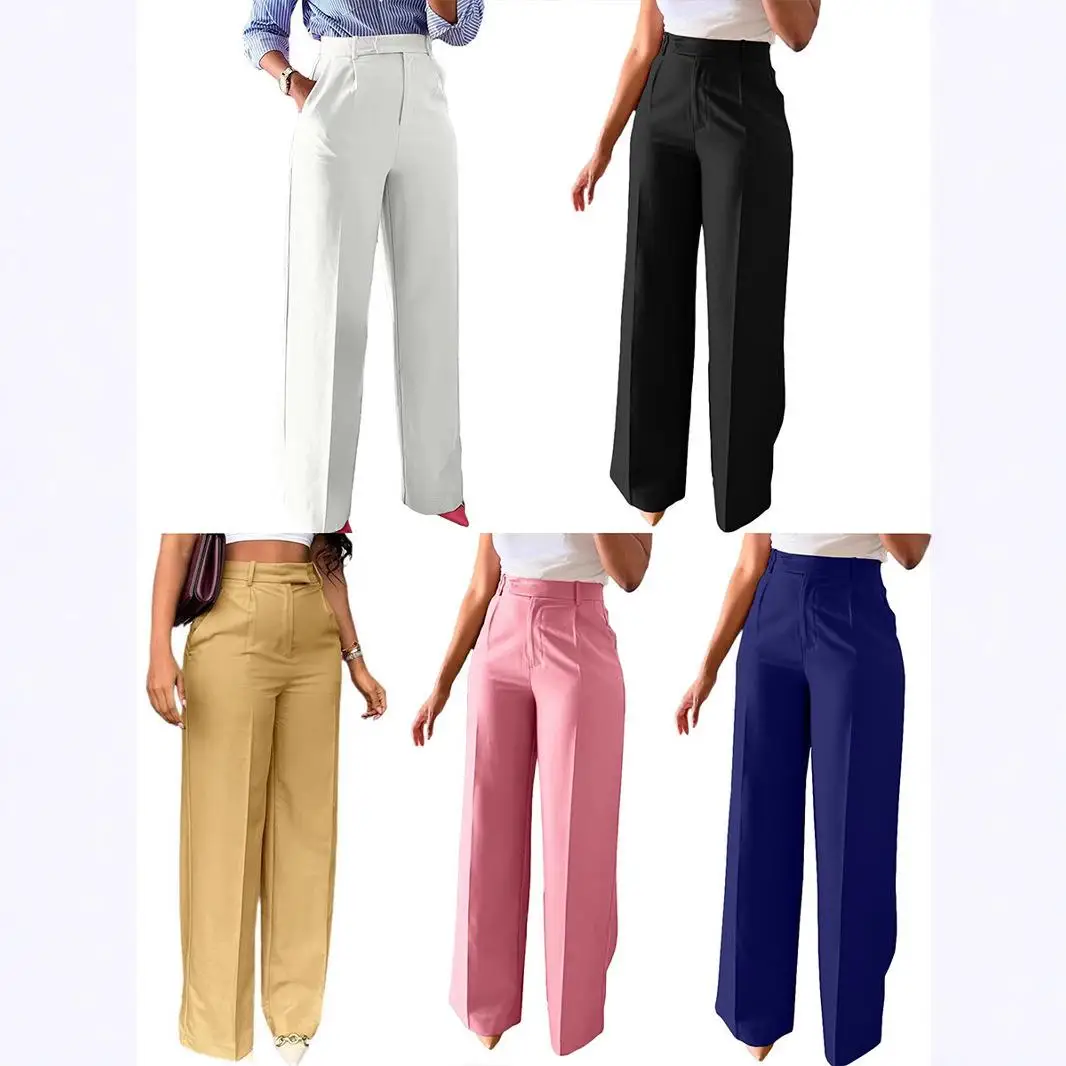 

High Waist Wide Leg Pants Straight Leg Hanging Pants Thin Summer Formal Trousers for Women Long Pants No Brand Registered