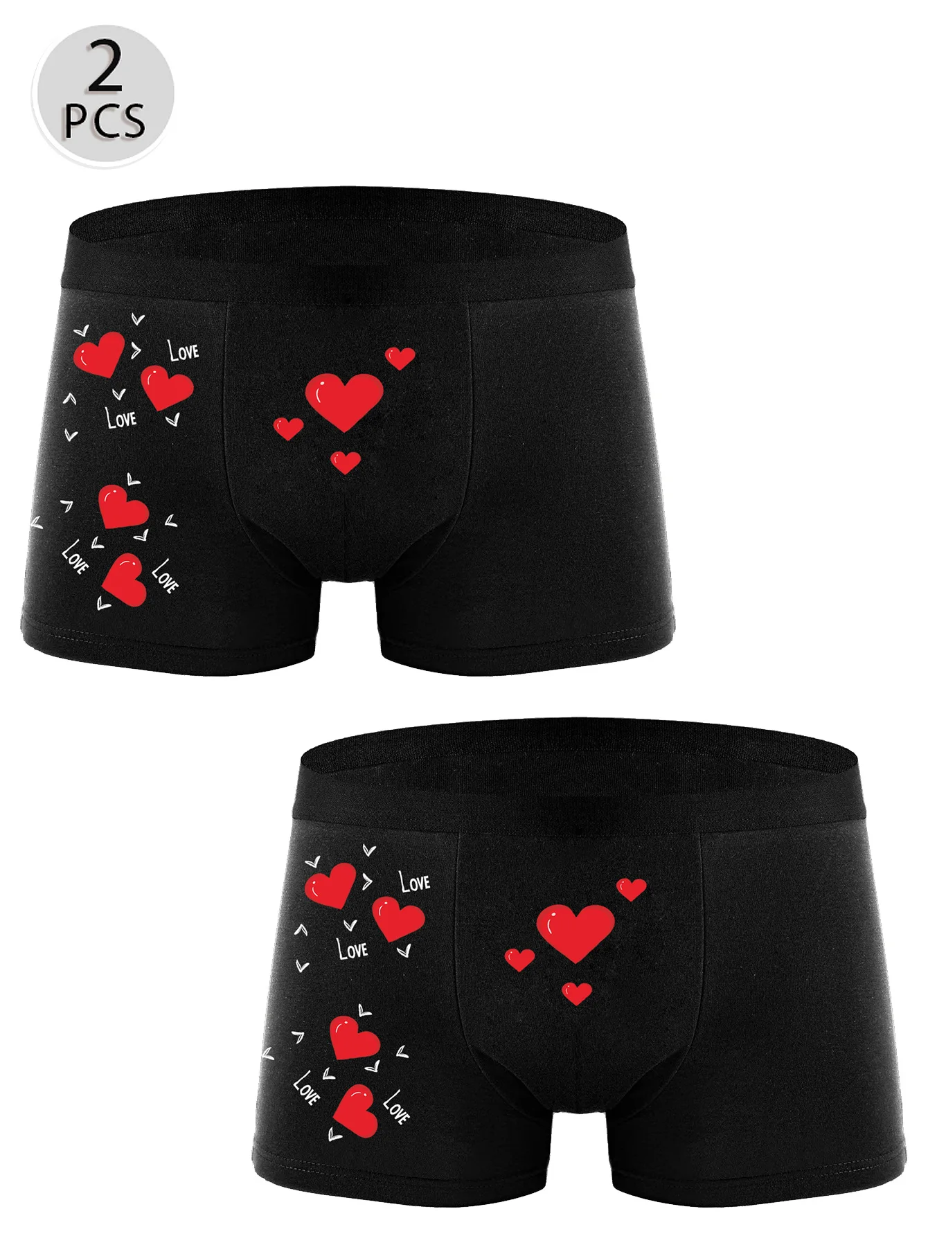 2PCS Men's Boxer Briefs Underwear for Husband Boyfriend,  LOVE Pattern Printing Comfortable & Soft Underpants