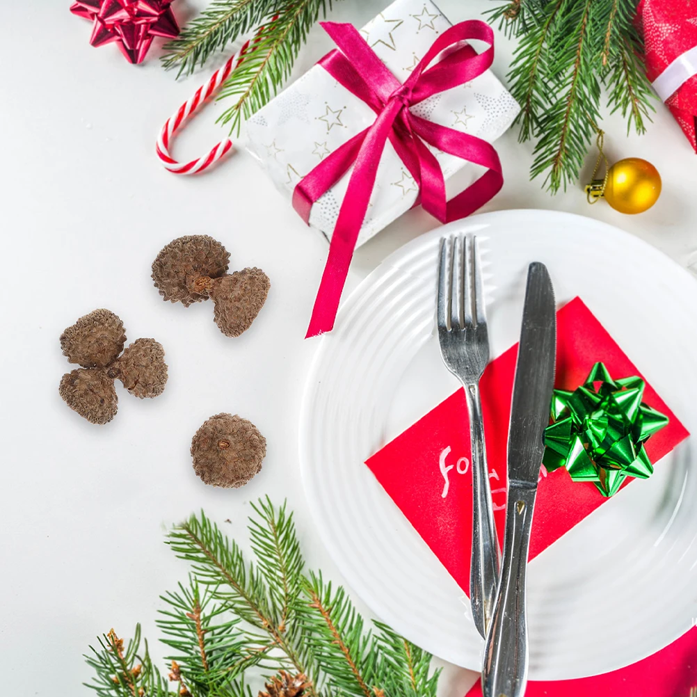 

200pcs Acorn Caps Crafts Acorn Cap Acorn Shell Vase Filler Rustic Acorns Top For Christmas Ornament Pine Cone Decoration