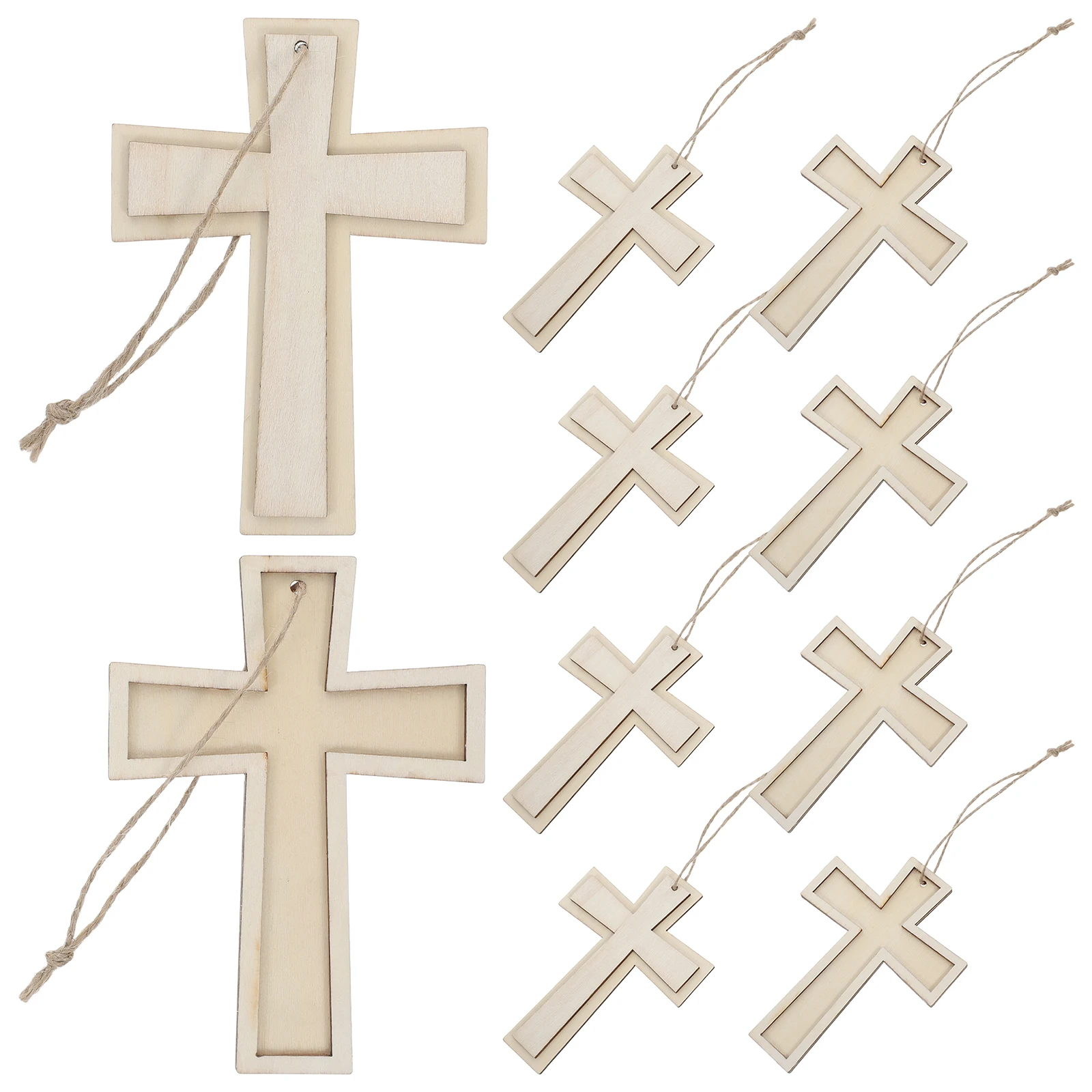 

12 Pcs Wooden Cross Unfinished DIY Crafts Blank Paint Boards Kids Home Decor Hanging naments Sewing Accessories