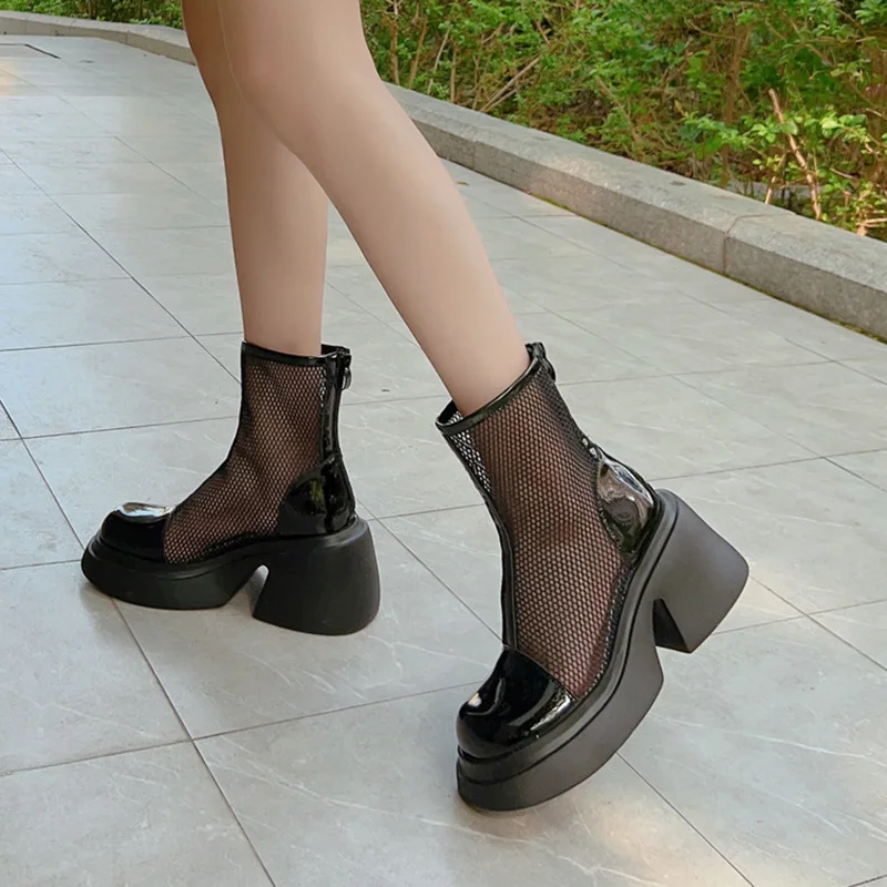 

2025 summer new hollow mesh mesh boots women's versatile fashion short boots