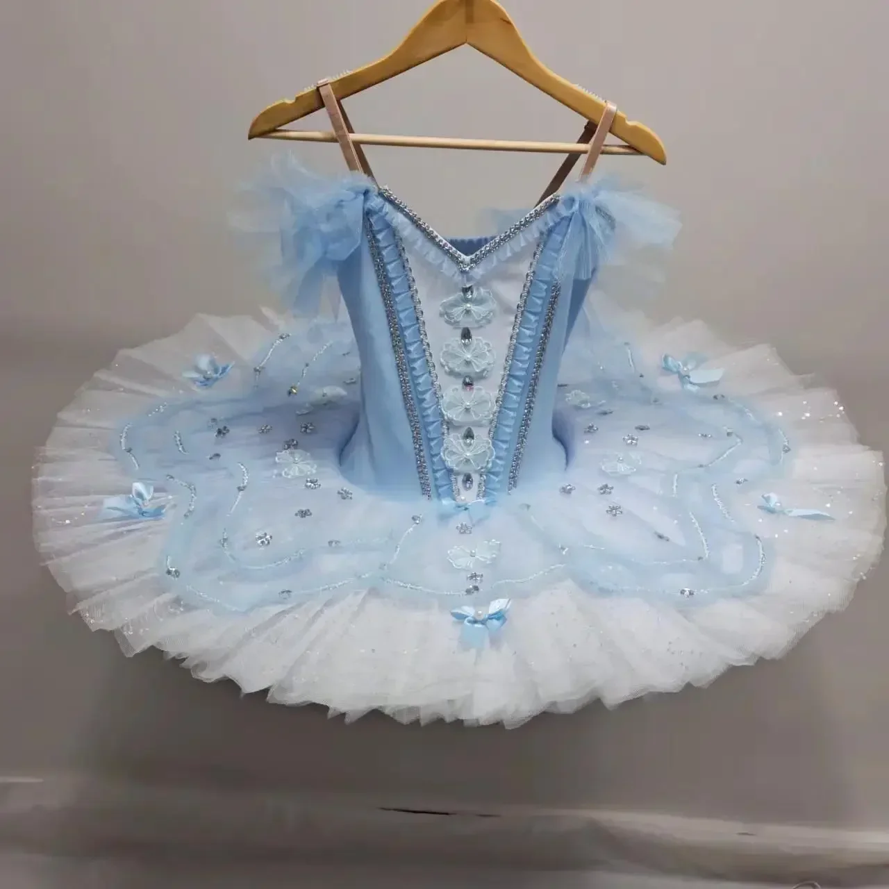 

Children Fairy Doll Ballet Dress Ballet Tutu Professional Girls Kids Belly Dance Clothing Blue Ballerina Costume With Hoop