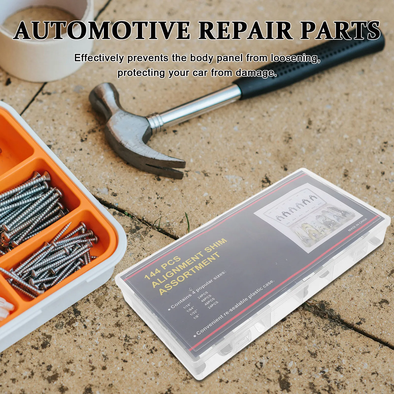

144Pcs Car Alignment Body Shims Auto Alignment Shims Assortment for Vehicle Panel Adjustment Camber Spacers Auto Body Shim
