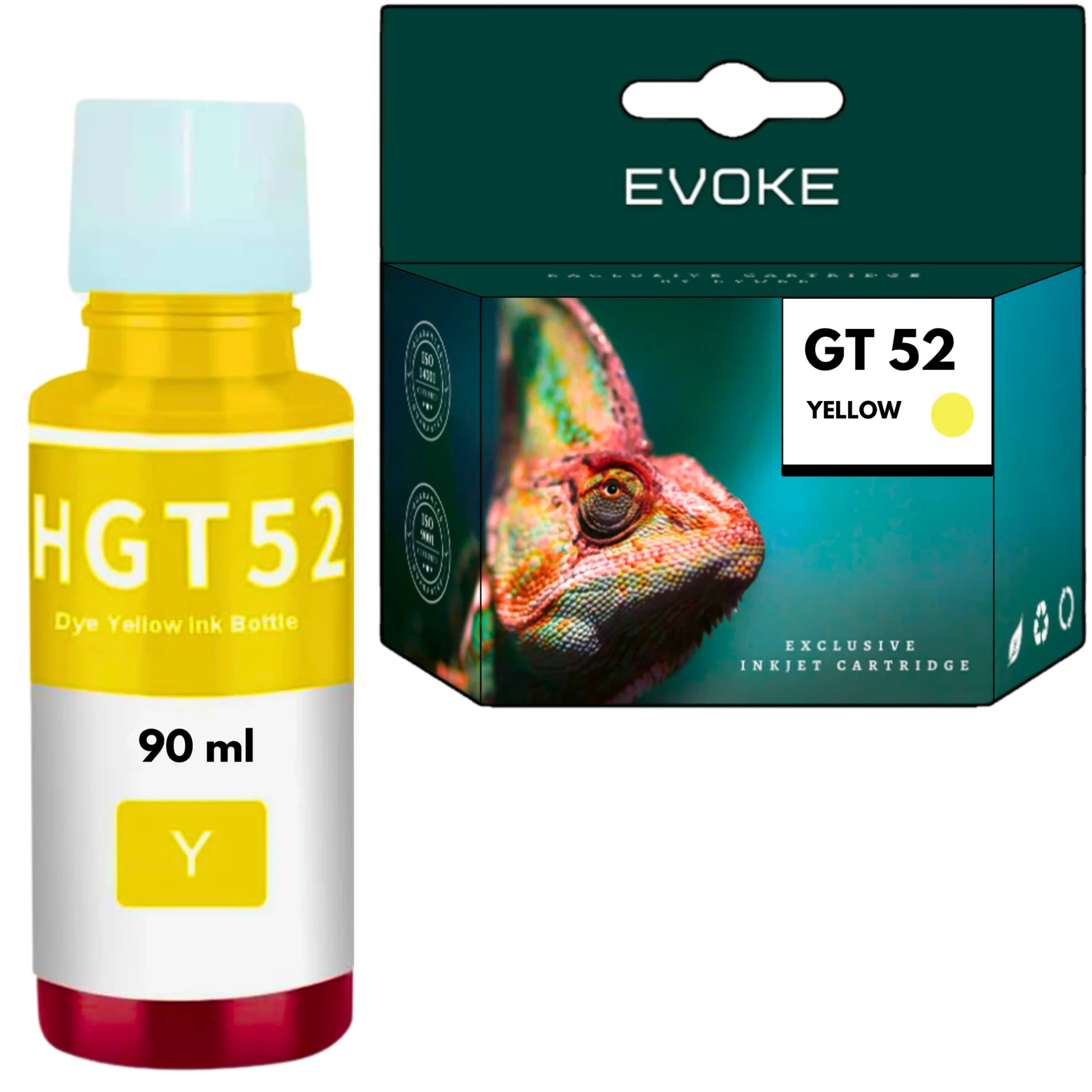 Evoke Compatibele Toner voor Hp Gt52Y Gt-52Y Moh56Ae Gt52 Gt-52 Geel 90 ml 10280 Pagina's Inktank 315/410/415 Smarttank 510/515