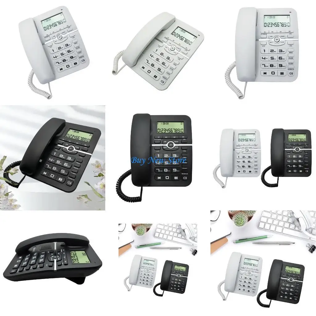 20CE Corded Landline Phone Big Button Landline Phones with Caller Identification Fixed Telephone for Office Hotel Reception