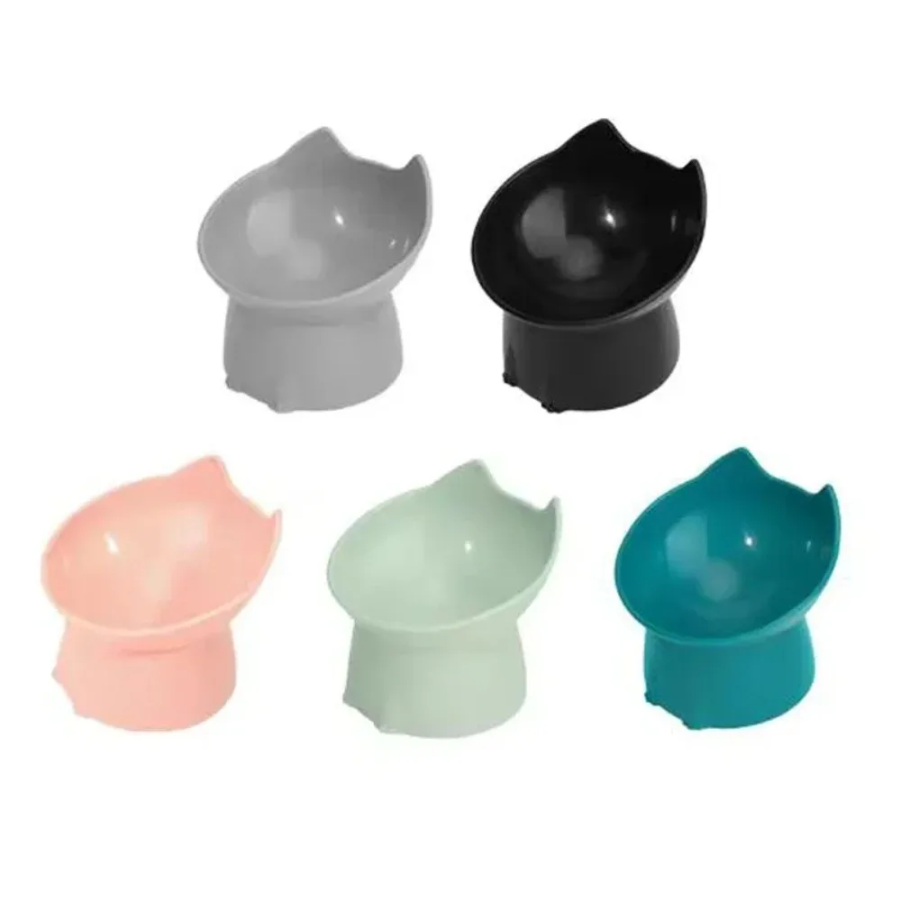 Elevated Long Ear Cat Bowl Anti-tip Neck Care Plastic Dish Comfort Feeding Design for Cats Dogs Daily Pet Feeding Supplies