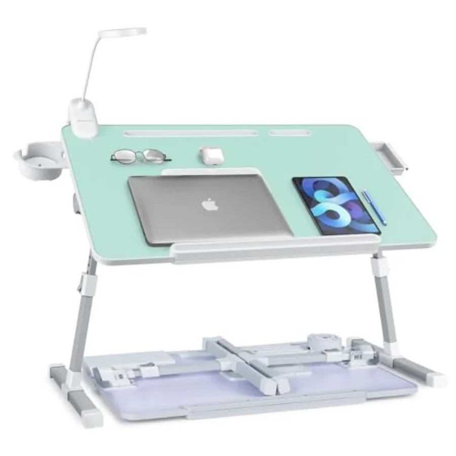 

Laptop lap desk for bed use, ABS plastic, green, 70x45cm, with cooling fan, adjustable height, built-in light, cup holder, phon