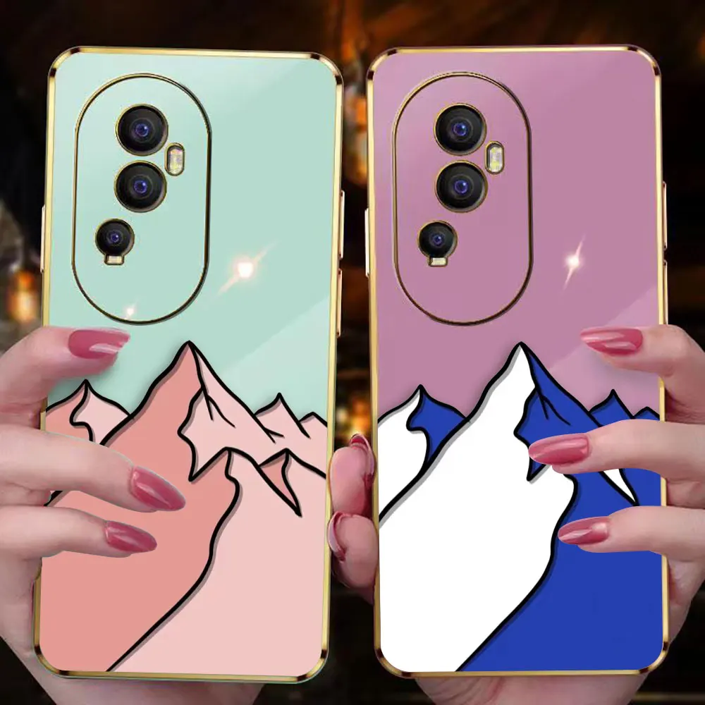 Cartoon Mountain Range Cover Smooth E-TPU Phone Case OPPO RENO 2F 4 5 6 6Z 7 7Z 8 8T 10 PLUS 4G 5G FIND X3 LITE Case Shell Funda