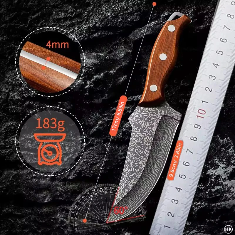 Meat cutting knife, hand forged bone cutting knife, outdoor cutting knife, suitable for camping, meat, vegetables, fruits U9195