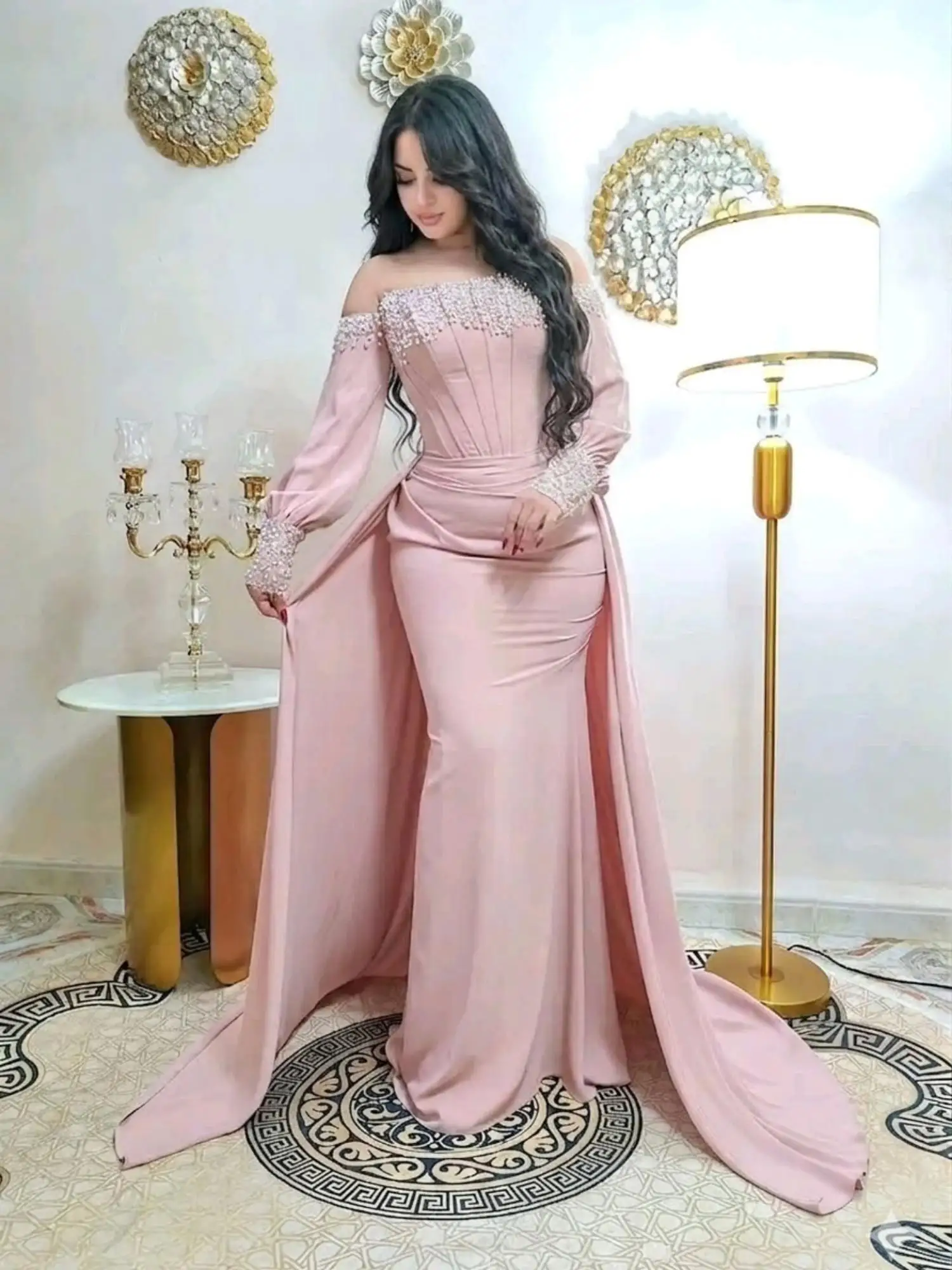 Customized Elegant Evening Dresses Sparkle Jersey Rhinestone Sequined Mermaid Strapless Prom Dresses Sizes Available Intricate