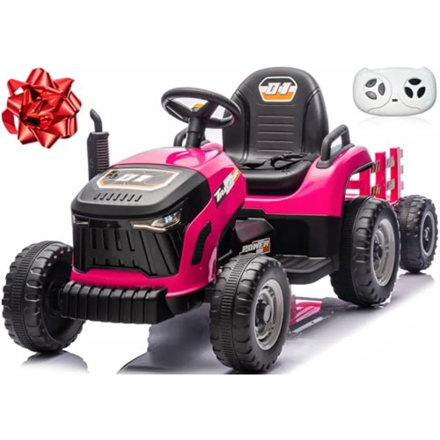 

24V 7Ah Ride On Tractor w/Tiltable Detachable Trailer Electric Vehicle with 400W Motors Adjustable Seat Remote Control Bluetoot