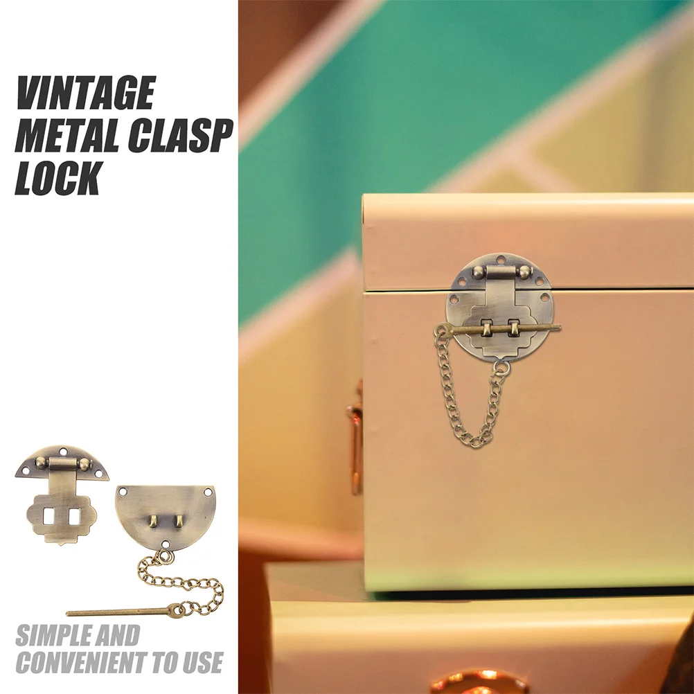 

2 Pcs Small Hasp Latch Latches for Wood Boxes Jewelry Buckle The Chain Retro Lock Style Metal Decorative Vintage