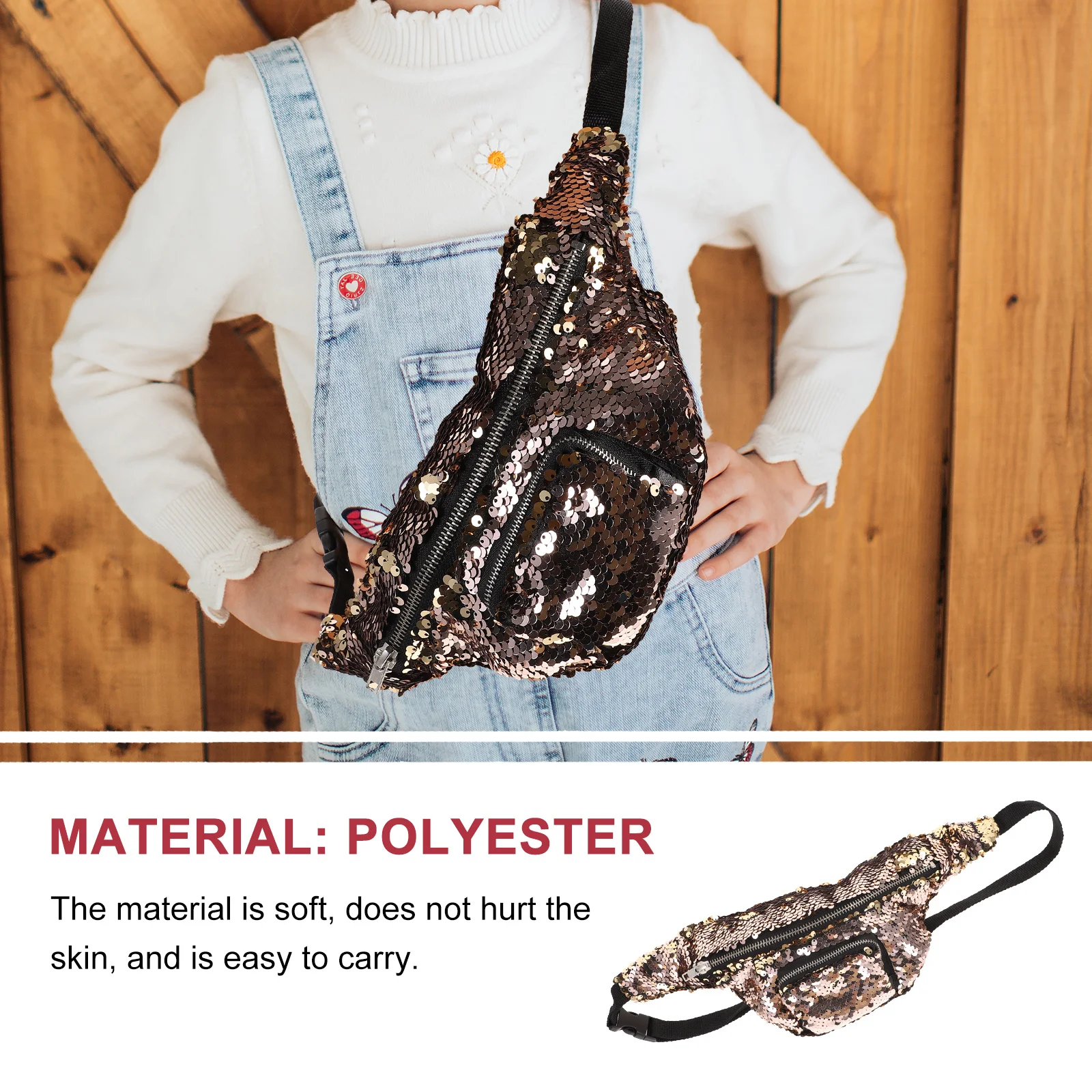 

Women Waist Bag Sequins Design Adjustable Strap Strong Zipper Fanny Pack For Daily Outdoor Travel Use Fanny Packs For Women