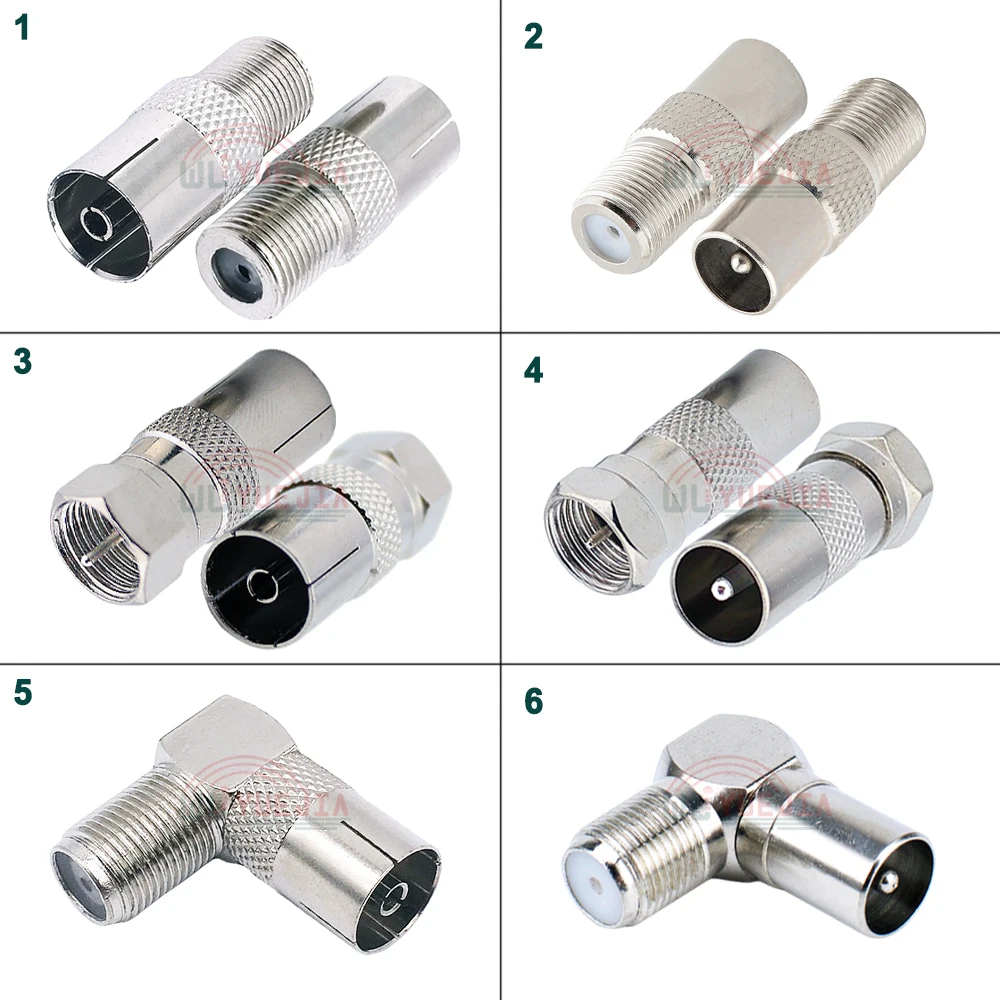 

1pcs Connector F to TV Male Plug Or Female Jack RF Adapter TV to F Straight Right Angle 75 ohm RF Coaxial Connector High Quality