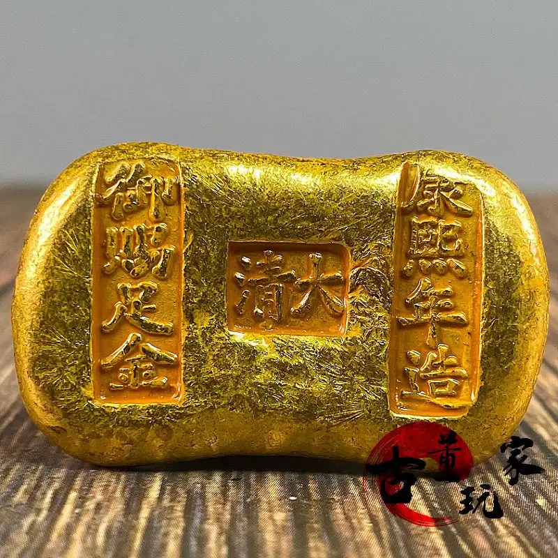 Antique years Kangxi year imperial gift solid copper gilt