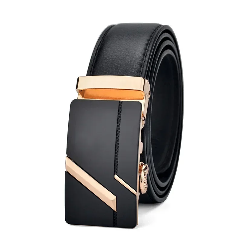 Men's high-quality PU leather belt, men's belt metal automatic buckle, long plus size luxury belt